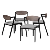 Baxton Studio Revelin Industrial Grey Fabric and Metal 4-Piece Dining Chair Set
